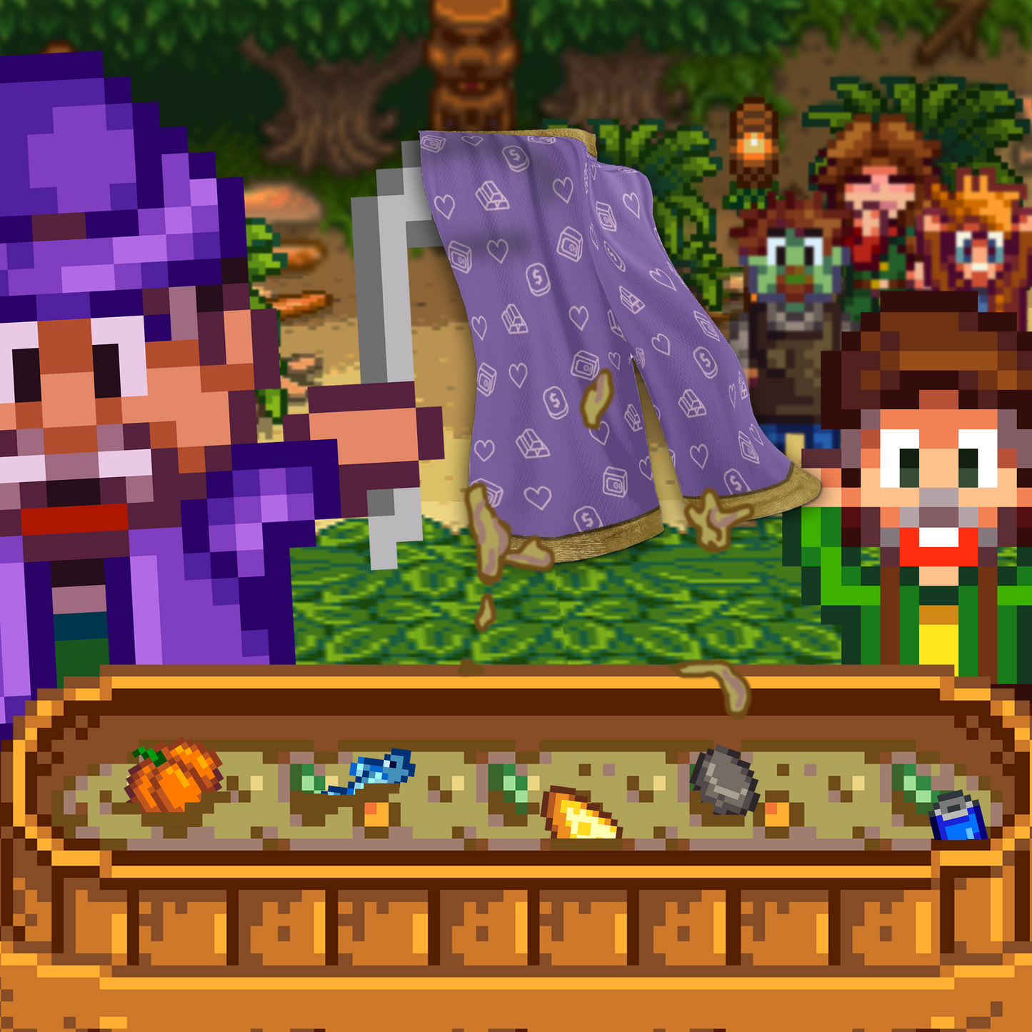 Gold Trimmed Lucky Purple Shorts