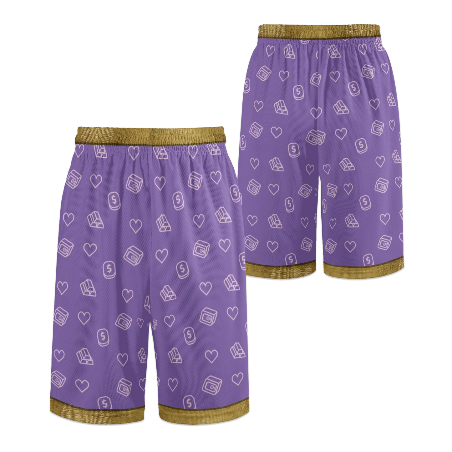 Gold Trimmed Lucky Purple Shorts