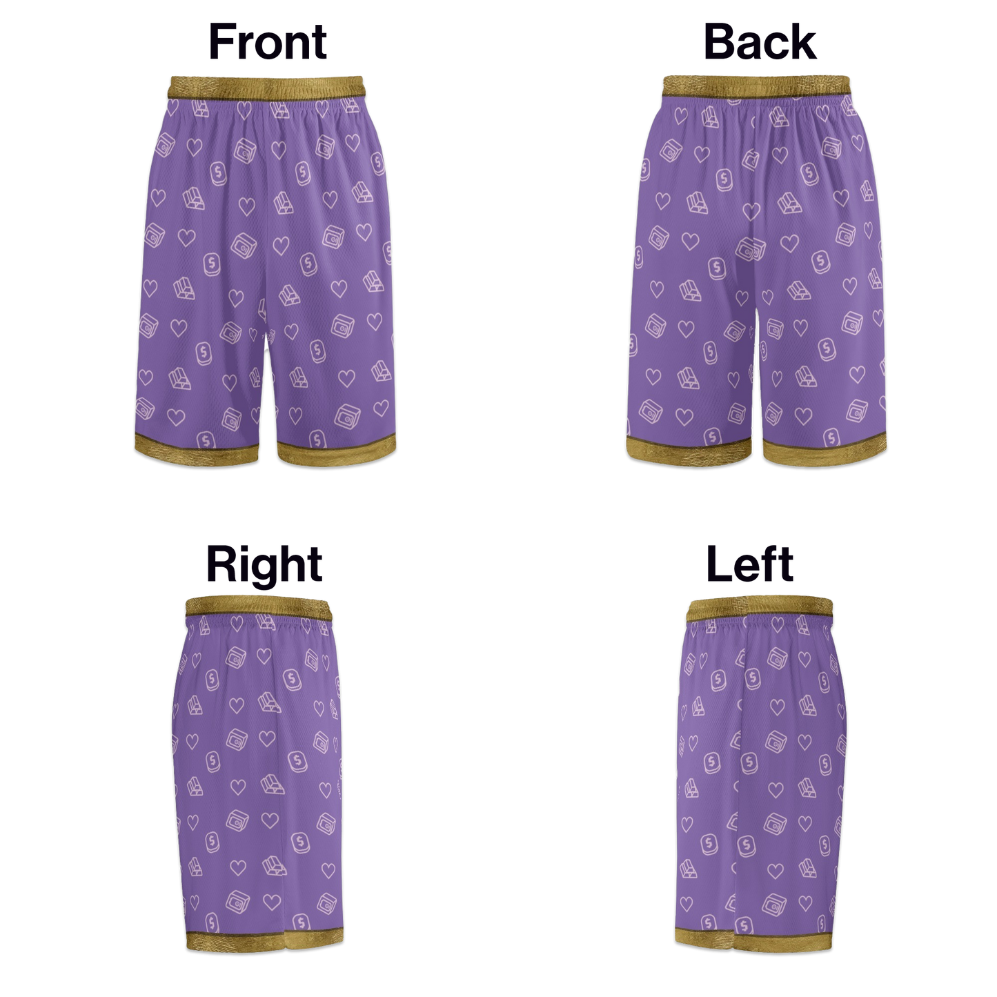 Gold Trimmed Lucky Purple Shorts