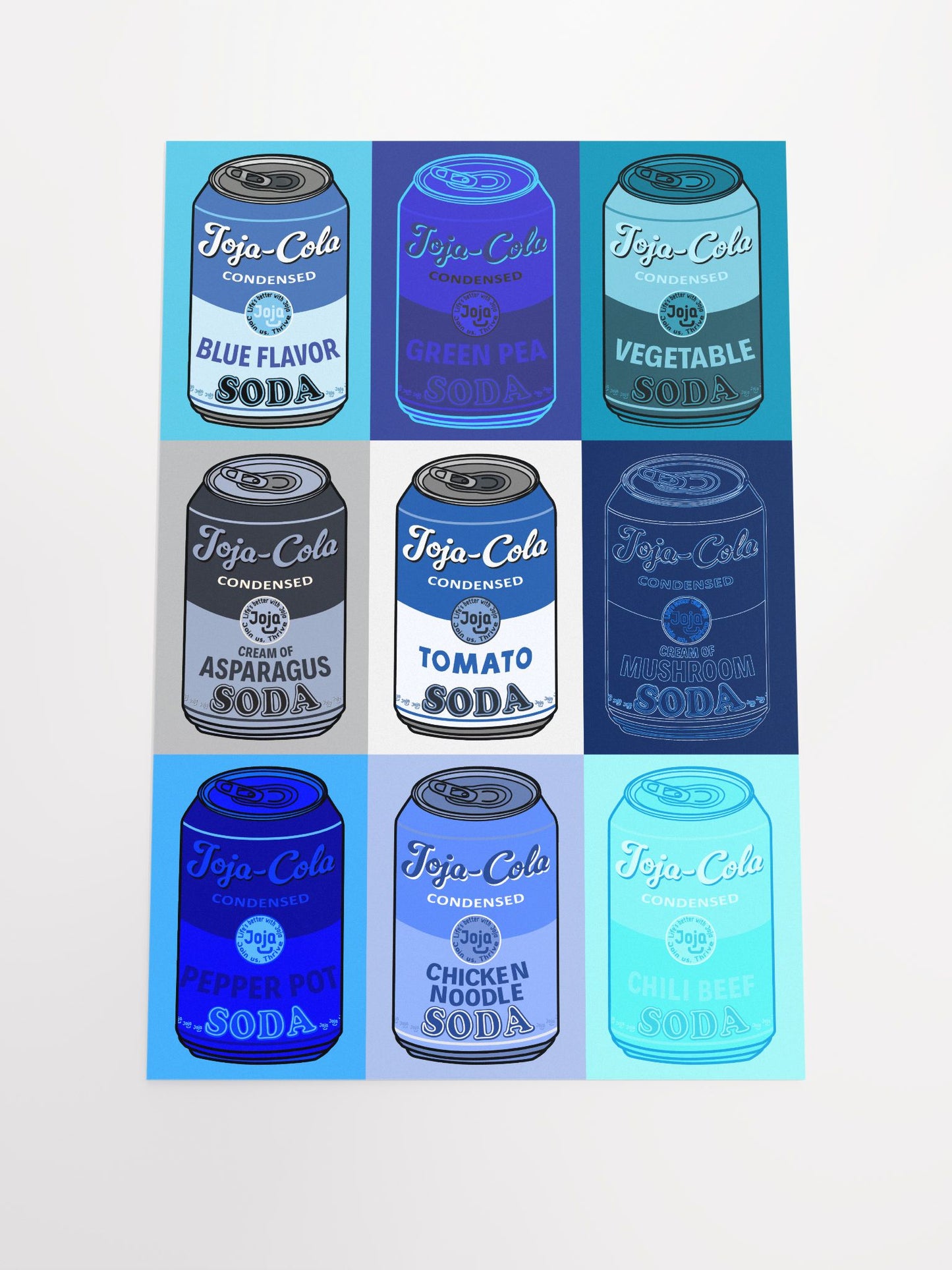 Joja Cola BLUE "Warhol Campbell Soup" Art Print Poster