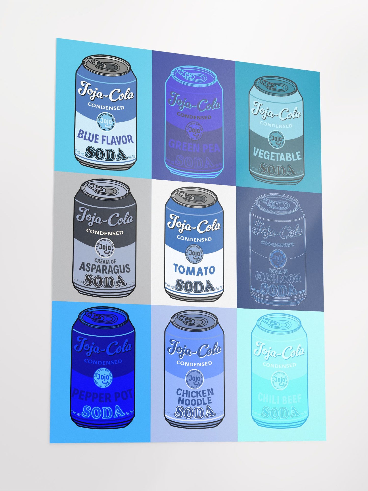 Joja Cola BLUE "Warhol Campbell Soup" Art Print Poster