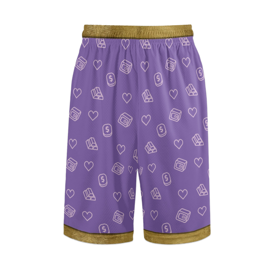 Gold Trimmed Lucky Purple Shorts